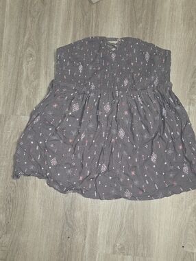 torrid Gray Smocked Strapless Top with Multicolor Speckle Print